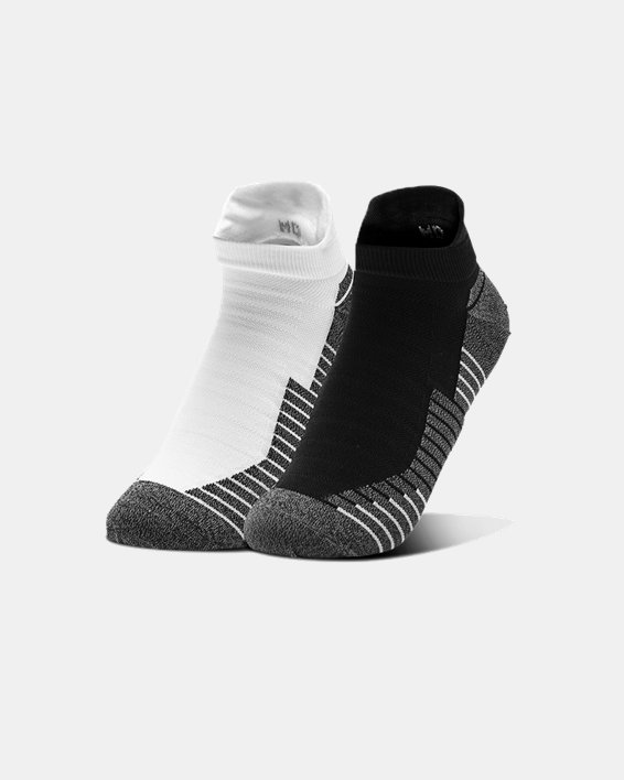 Unisex UA Run No Show Tab Socks 2-Pack, Black, pdpMainDesktop image number 0